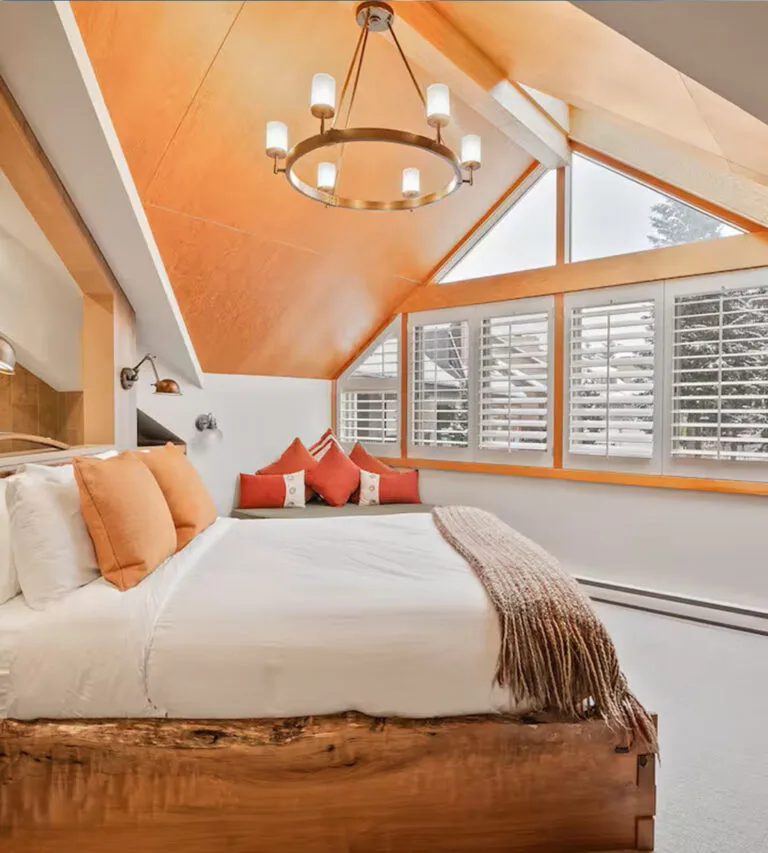 Vaulted bedroom in a Whistler Village condo